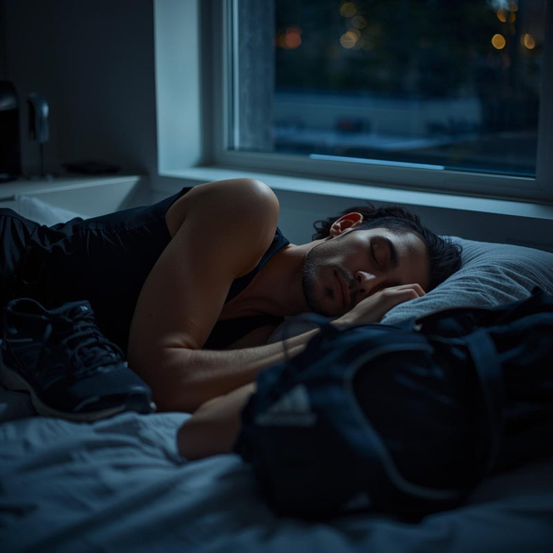 Athlete resting during sleep recovery after training