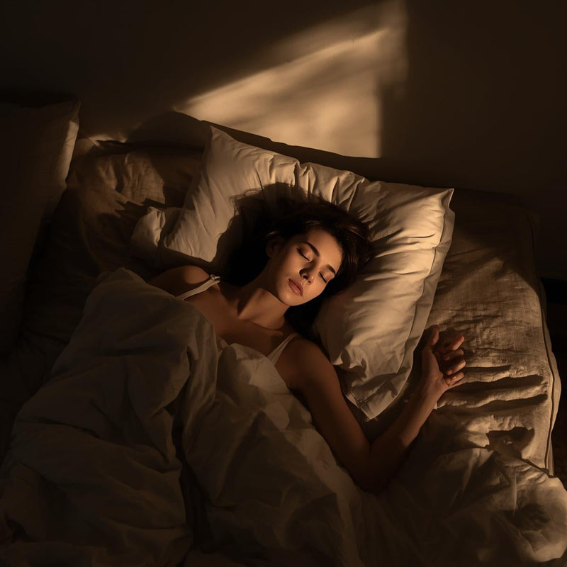 Person sleeping peacefully at night representing healthy sleep stages